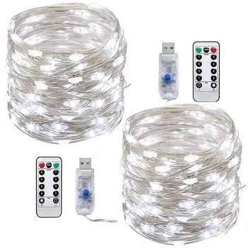 1/2VNT LED String Žibintai 33ft 100 LED USB Kištukas į Pasakų String Žibintai 8 Režimai Vario Viela, Žibintai Neperšlampamas Nuotolinio Valdymo Lempos