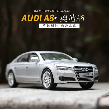 1:32 aukštos modeliavimas Audi A8L garso ir šviesos traukti atgal lydinio automobilio modelį vaikams dovanos