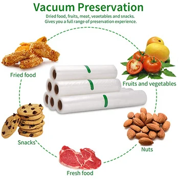 1 Roll Vakuuminės Maisto Gruntas Krepšiai Virtuvės Dulkių Užšalimo Saugojimo Krepšys Ilgai Išlaikyti-Šviežios Maišą Mėsos, Riešutų, Žuvies, Vaisių, Daržovių