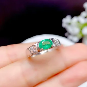 1 karatų smaragdas žiedas nauja 925 Sterlingas Sidabro Natūralus Akmuo brangakmeniai brangakmenio brangiausia dovana, įskaitant pažymėjimas