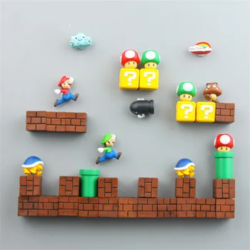 10-63pcs 3D Super Mario Derva, Šaldytuvas Magnetai, Žaislai Vaikams, Namų Dekoravimo, Ornamentų Figūrėlės Sienos Mario Magnetas Kulkos Plytos