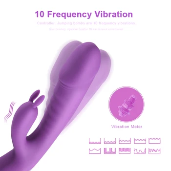 10 Vibracijos G Spot Rabbit Vibratorius USB Mokestis Didelis Dildo Šildymo Vibratorius Clit Massager Moterų Masturbator Sekso Žaislai Moterims