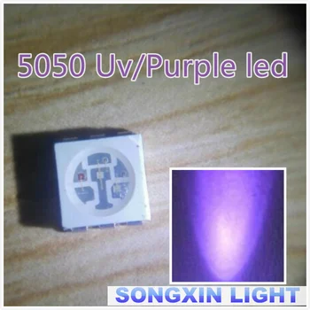 1000pcs Vanduo skaidrus LED Šviesos Diodų 5050 uv/violetinė SMD/SMT High Power LED PLCC-6 3-LUSTŲ Super Ryškios lempos šviesos, Aukštos kokybės