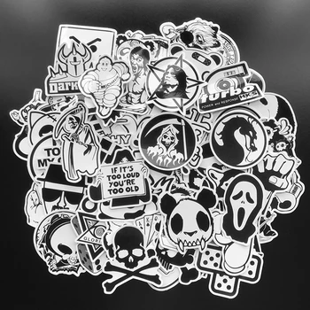 100vnt Atsitiktiniai Juodos ir Baltos spalvos Lipdukas Grafiti Punk JDM Kietas Lipdukai Vaikams Lipduko ant Laptopo Riedlentė Lagaminą Dviračio Šalmas