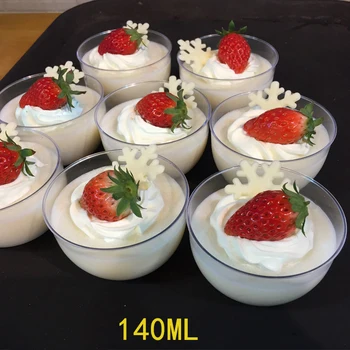 10PCS140ML Desertinės Taurės Plastiko Apvalios Pudingas Taurės Mousse Cake Taurės, Vienkartiniai Indai, Vestuvių Reikmenys (Be Dangčio)