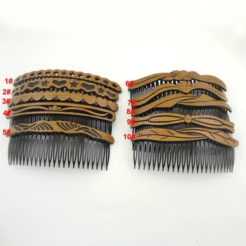 10VNT 24teeth Senovinių Medinių atrodo Plastiko Pusėje Šukos juodų plaukų šukos moterų headpieces priedai