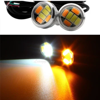 10VNT Automobilio LED Light Dual Spalva Balta/Gintaro Erelio akis, Šviesos važiavimui Dieną DRL Posūkio Signalo Lemputė Lemputės Juoda/Skiedra Shell 12V