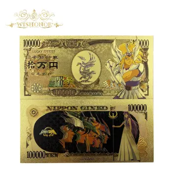 10vnt/Daug Japonijos Anime Saint Seiya Banknotų Jenos Banknotų į 24K Auksu Pinigų Rinkimo