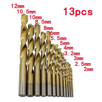 13pcs\nustatyti aukštos kokybės HSS Apvali rankena, 2.0 MM-12MM greitapjovio Plieno Twist Drill tiek metalo ir medienos gręžimo įrankis