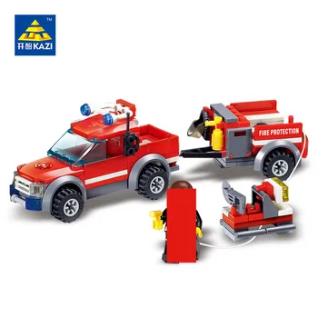 143Pcs Miesto Priešgaisrinės Statybinių Blokų Rinkinius DIY Gaisro Automobilio Modelį Plytos Gaisro Sunkvežimių Švietimo Žaislai Vaikams
