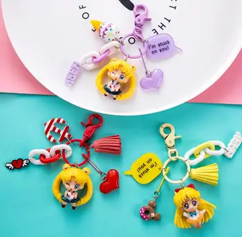 1Pc išskirtinį Sailor Moon graži mergina keychain automobilių maišelį Pakabukas figūrėlių, Žaislinių Modelių Kolekcijos Žaislas vaikams dovanų