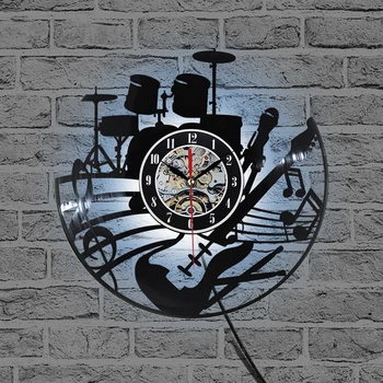 2020 Karšto CD, Vinilo Įrašas Modernaus Dizaino Sieninis Laikrodis Muzikos Tema Dekoratyvinis Juoda Meno Watch Laikrodis Siųsti Relogio De Parede Laikrodis