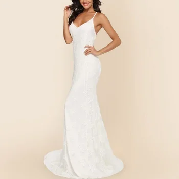 2020 Naujas Seksualus v-kaklo vakare šalis suknelė moterims, Elegantiška nėrinių rankovių balta suknelė moteriška Rudens elegantiškos ponios ilga suknelė vintage