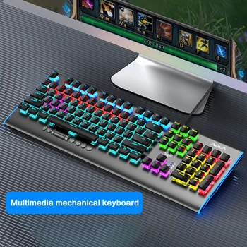 2020 Naują įrašą AUAL F2099 mechaninė žaidimų klaviatūra 104-raktas žaidimų nešiojamas darbalaukio multimedijos pasukimo mygtukas klaviatūra