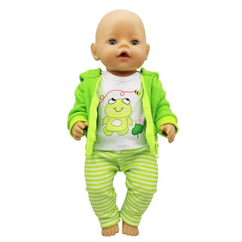 2020 m. Nauja Baby Naujas Gimęs Tinka 18 colių 43cm Lėlės Drabužių Priedai Žalia Varlė, 3-Jų dalių Kostiumą Kūdikio Gimtadienio Dovana
