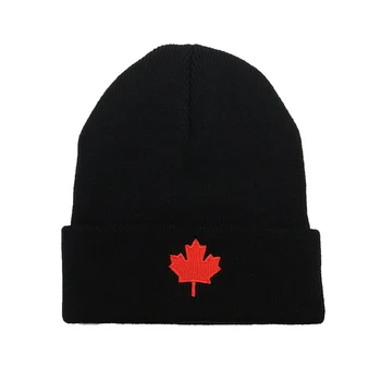 2020 m., nauja Rudens Žiemos Kanados Raudonos Klevų Lapų siuvinėjimo Megzti Beanies Skrybėlę Vyrų ir Moterų Atsitiktinis Šiltas Šaltas Bžūp