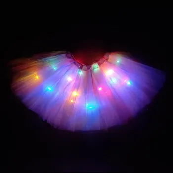 2020 naujųjų metų Gradacija Šviesos diodų (LED) Vaikai Spalvos šviesos Tutu Sijonas Princesė Šalies Tutus Tiulio Vaikų Baleto Šokių sijonas Vaivorykštė