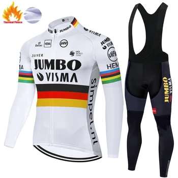 2021 Jumbo Visma Dviračių Jersey ilgomis rankovėmis MTB dviračių žiemos drabužių, vilnos šiltas Vyrų maillot ciclismo hombre