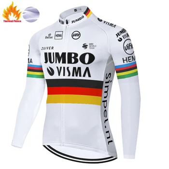 2021 ciclismo invierno Jumbo Visma Dviračių Jersey ilgomis rankovėmis dviračių drabužiai Dėvėti žiemą vilnos šiltas camisa ciclismo masculina