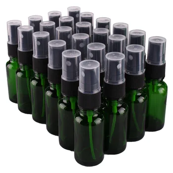 24pcs 20ml Green Stiklo Purškimo Butelis w/ Juoda Bauda Rūko Purkštuvu eterinio aliejaus buteliai tušti kosmetikos konteineriai