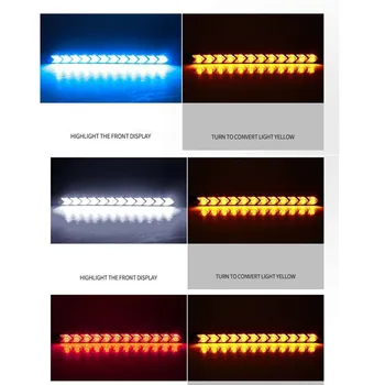 2VNT 6/9/16 LED Automobilių Lankstus Balta/Gintaro Zjeżdżalnia LED Knight Rider Juostelės Šviesos Žibintų Eilės Flasher DRL Posūkio Signalo