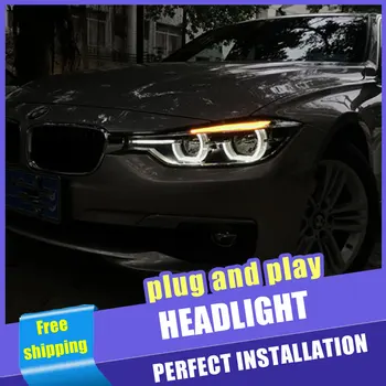 2VNT Automobilių Stiliaus LED žibintai BMW 3 Series F30 12-16 už F30 žibintas LED DRL Dvigubo Objektyvo Šviesos H7 HID Xenon bi-xenon 