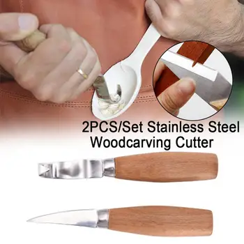 2vnt Naujos Nerūdijančio Plieno Woodcarving Cutter Drožyba Peilis Woodcut Įrankiai, Medžio Skulptorių 