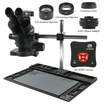 3.5 X-90X Zoom Simul Židinio Trinokulinis Stereo Mikroskopas + Daugiafunkcį Aliuminio Lydinio Stovas + 38MP 1080P 4K UHD HDMI vaizdo Kamera