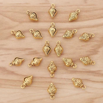 30 Vienetų Antikvariniai Aukso Tonas 3D Jūros Sraigė Myli Pakabukai Karolius, Granules Karoliai, Apyrankė 