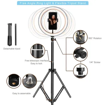 33cm Pritemdomi LED Selfie Šviesos Žiedas Su 160 cm, Stovo, Trikojo, Fotografavimas Žiedas Lempa Gyventi Makiažas TikTok & 