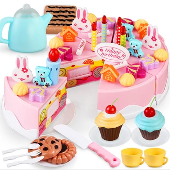 37 vienetų arba 75 vienetų virtuvės žaislai apsimesti žaisti vaisių supjaustyti gimtadienio tortas 