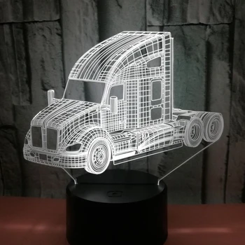 3D LED Nakties Šviesos Didelis Dinaminis Sunkvežimis Automobilio su 7 Spalvų Šviesos Namų Puošybai Lempos Nuostabi Vizualizacijos Optinė Iliuzija