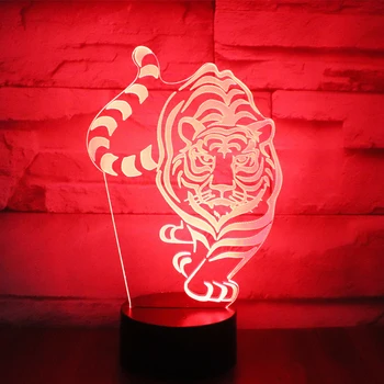3D LED Nakties Šviesos Tigras Ateiti pas Jus su 7 Spalvų Šviesos Namų Puošybai Lempos Nuostabi Vizualizacijos Optinė Iliuzija Nuostabus
