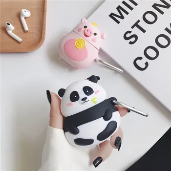 3D Mielas Panda Animacinių filmų Karūna, Kiaulė Silikono Ausinių Atveju 