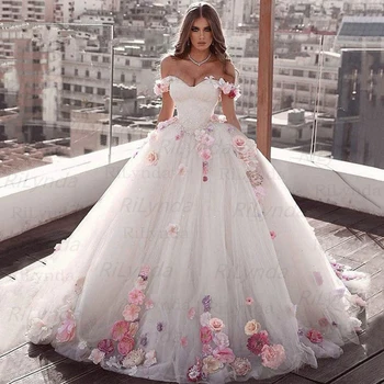 3D Vestuvių Suknelė 2020 Appliques Su Tiulio Backless Kamuolys Suknelė Vestuvių Suknelės nuo Pečių Vestuvių Suknelė Vestido De Noiva