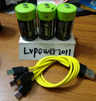 3PCS C dydžio 3000MAH Lipo ličio polimero ZNTER baterija 1,5 V C įkraunamas baterijas + 1pcs USB kabelis ląstelių dujų viryklė, orkaitė