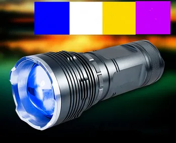 4 in 1 Įkrovimo Zoomable 20W LED Žibintuvėlis + 18650 Baterija + Įkroviklis + Trikojis Nustatyti, Geltonos Baltos, Violetinės, Mėlynos Šviesos