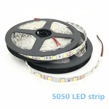 5M LED Juosta 5050 RGB šviesos 12V Lanksti Namų Puošybai Apšvietimo SMD 5050 Vandeniui LED Juostos Balta/Šiltai Balta/Mėlyna/Žalia/Raudona