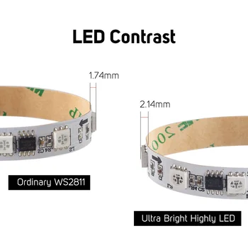 5M WS2811 LED Juostelės DC12V Ultra Bright Labai Efektyvus 5050 SMD RGB Led Didelis Šviesos Adresuojamo 30/48/60leds/m, Balta/Juoda PCB