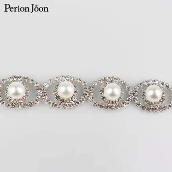 5yard/daug didelis perlas cirkonio apdailos Juostelės kristalų metalo grandinės suknelė,krepšys,batai aksesuarai ML005
