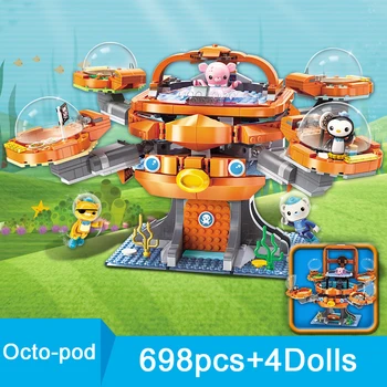 698pcs Originali Octonauts Octopod GUP Kūrimo Bloką Playset Akiniai Kwazii Plytų Gimtadienio Žaislas Vaikams Su 4pcs Duomenys