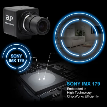 8MP 3264X2448 USB Kamera Mašina Matymo Kamera Sony IMX179 2.8-12mm Varifocal CS Objektyvo Dėžutė Priežiūros USB Pramonės Fotoaparatas