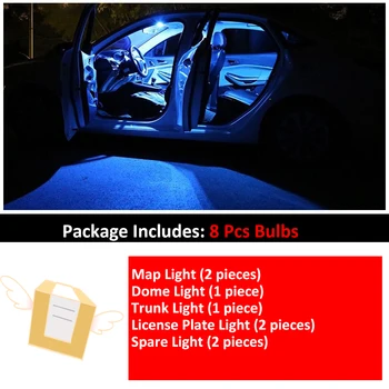 8Pcs Automobilių Baltos spalvos Interjeras, LED elektros Lemputes Paketo Rinkinį, Skirtą m. m. 2016 M. 2017 m. 2018 m. 2019 M. Mazda 3 Map Dome Kamieno Lempos Iceblue
