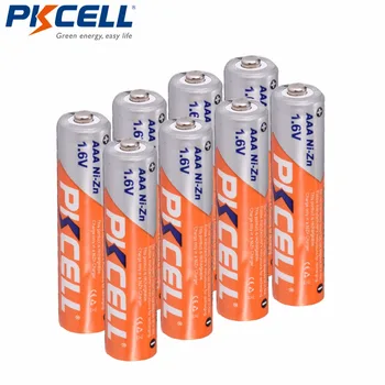 8Pcs/PKCELL Ni-Zn 900mWh 1.6 V AAA Baterijos Įkrovimo Baterija (akumuliatorius 3A Bateria Baterias