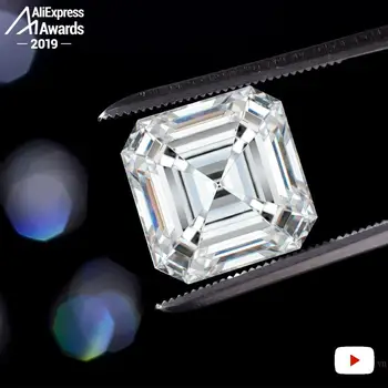 8mm 2 karatų asscher cut Diamond Ring S925 sterlingas sidabro baudos vestuvių pasiūlymą, jubiliejų, taip aš dalyvavimas