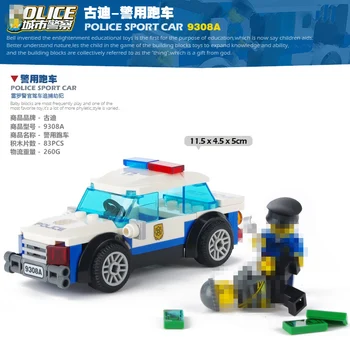 9308A GUDI City Serijos 83Pcs automobilį Policijos Rūpinosi Vyras Policininkus Transporto priemonės 