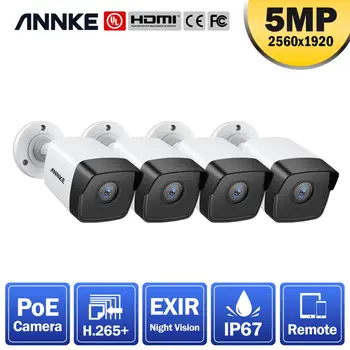 ANNKE 4PCS C500 5MP HD POE IP Kamera, Lauko, Patalpų oro sąlygoms Saugumo Tinklo Kulka Kamera Su ONVIF 100FT Naktinio Matymo