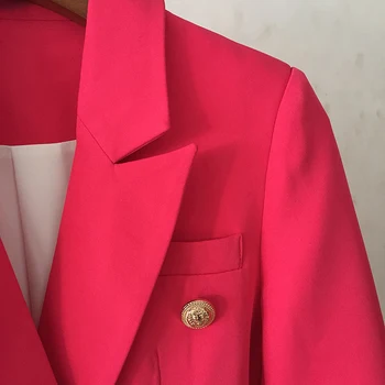 AUKŠTOS KOKYBĖS Naujas Stilingas 2020 Dizaineris Švarkas Švarkas Moterų Liūtas Mygtukai Dvigubo Breasted Švarkas Viršutiniai drabužiai dydis S-XXL Rose Red