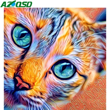 AZQSD Diamond Tapybos Katė kvadratiniu Gręžimo Diamond Siuvinėjimo Gyvūnų Nuotraukos Strazdų Rankų darbo Namų Dekoro Dovana