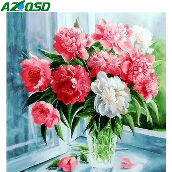 AZQSD kvadratiniu Diamond Tapybos Gėlių Rankdarbiams Diamond Siuvinėjimo Gėlių Rankų darbo Namų Dekoro Nuotraukos Strazdų Dovana